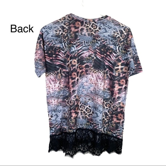 ASOS Y2K 90’s Funky Wild Lace Animal Print Leopard Zebra T-Shirt size 4 - Picture 10 of 15